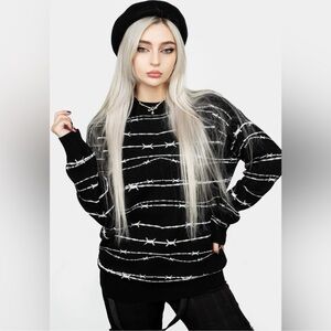 Disturbia Barbed Wire Longline Crew Neck Sweater Size L